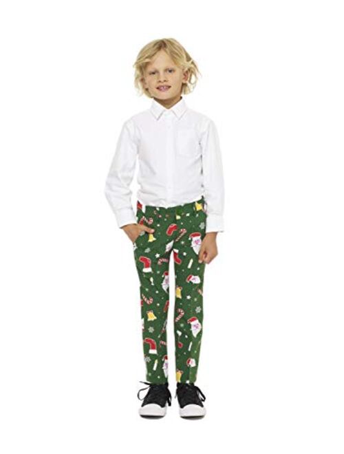 Opposuits Christmas Suits for Boys in Different Prints – Ugly Xmas Sweater Costumes Include Jacket Pants & Tie