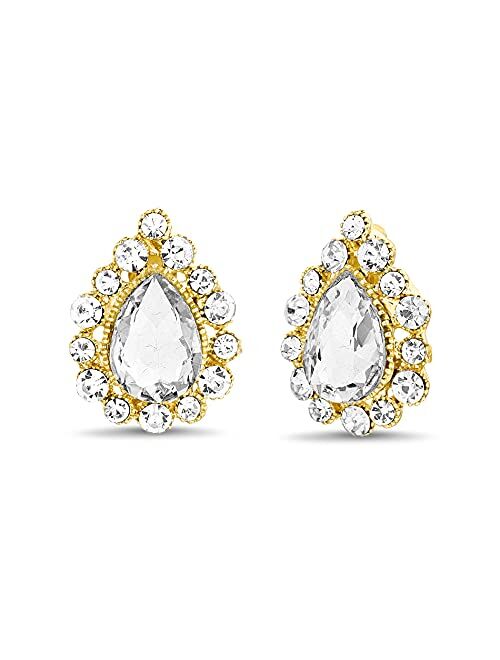 Badgley Mischka Rhinestone Teardrop Yellow Clip On Stud Earrings for Women