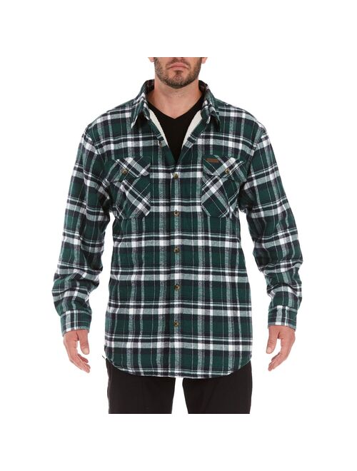 Men's Smith's Workwear Plaid Sherpa-Lined Cotton Flannel Shirt Jacket