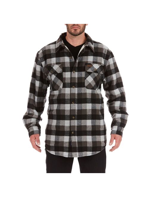 Men's Smith's Workwear Plaid Sherpa-Lined Cotton Flannel Shirt Jacket