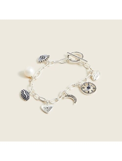 Mixed pav charm bracelet