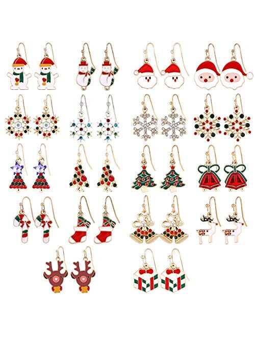 MTSCE 6-18 Pairs Women Christmas Earring Stud Set, Cute Festive Jewelry Hypoallergenic Christmas Gifts for Kids Teens Girls