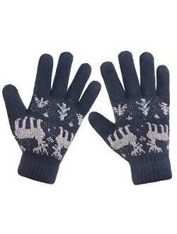 LETHMIK Christmas Thick Knit Gloves Winter Deer Knitted Warm Glove