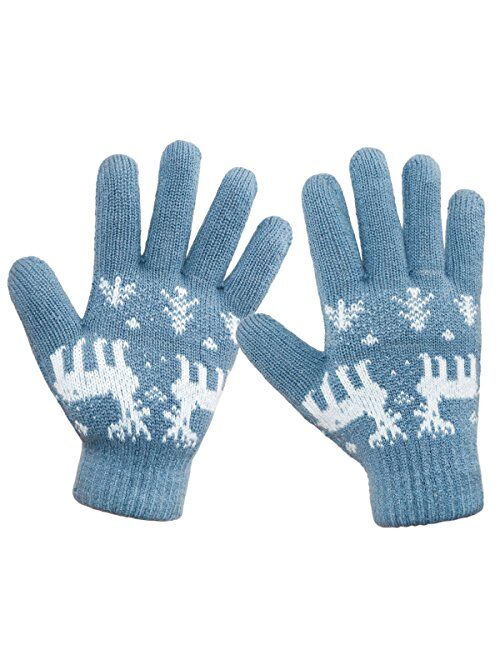 LETHMIK Christmas Thick Knit Gloves Winter Deer Knitted Warm Glove