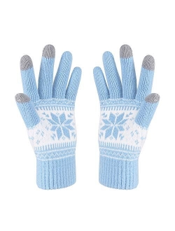 Winter Touch Screen Gloves HÖTER Snow Flower Printing Keep Warm for Women and Men