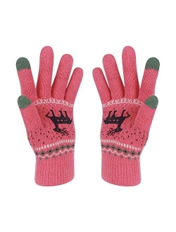 Winter Touch Screen Gloves HÖTER Snow Flower Printing Keep Warm for Women and Men