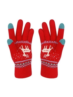 Winter Touch Screen Gloves HÖTER Snow Flower Printing Keep Warm for Women and Men