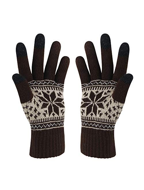 Winter Touch Screen Gloves HÖTER Snow Flower Printing Keep Warm for Women and Men