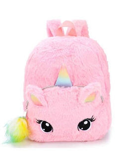 Unicorn Backpack Girls Pink Plush Cute Mini Bookbags School Bags for Nursery