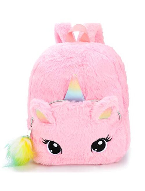 Unicorn Backpack Girls Pink Plush Cute Mini Bookbags School Bags for Nursery