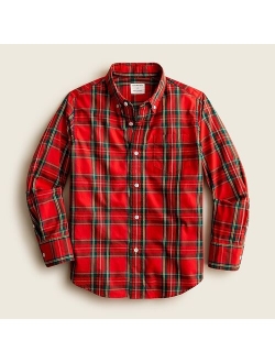 Boys' button-down poplin shirt in plaid