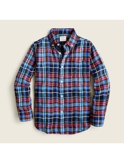 Boys' crinkle cotton shirt in oversized plaid