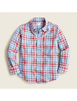 Boys' crinkle cotton shirt in oversized plaid