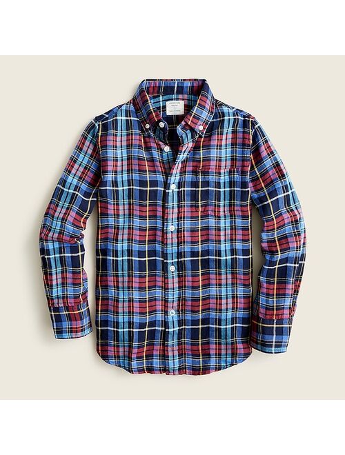 J.Crew Boys' crinkle cotton shirt in oversized plaid