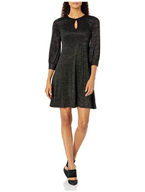 Calvin Klein Women's Three Quarter Sleeve Dress with Keyhole Neckline