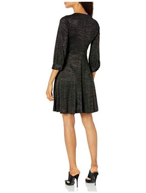 Calvin Klein Women's Three Quarter Sleeve Dress with Keyhole Neckline