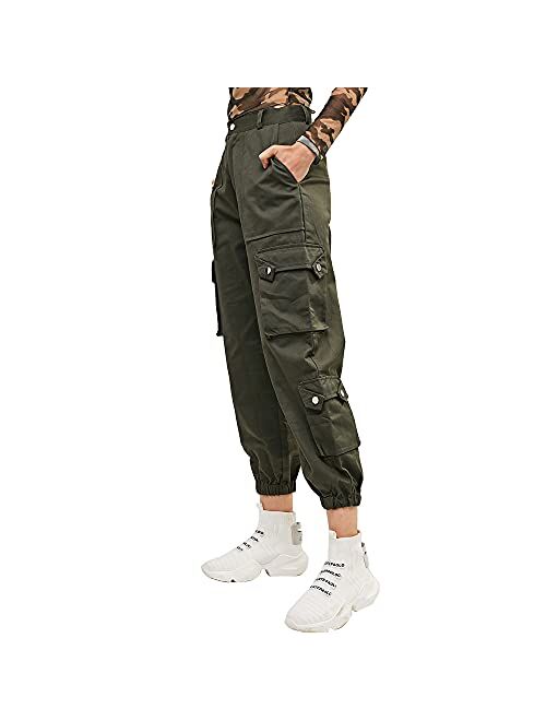 ZAFUL Women's High Waisted Solid Jogger Pants Outdoor Cargo Pants