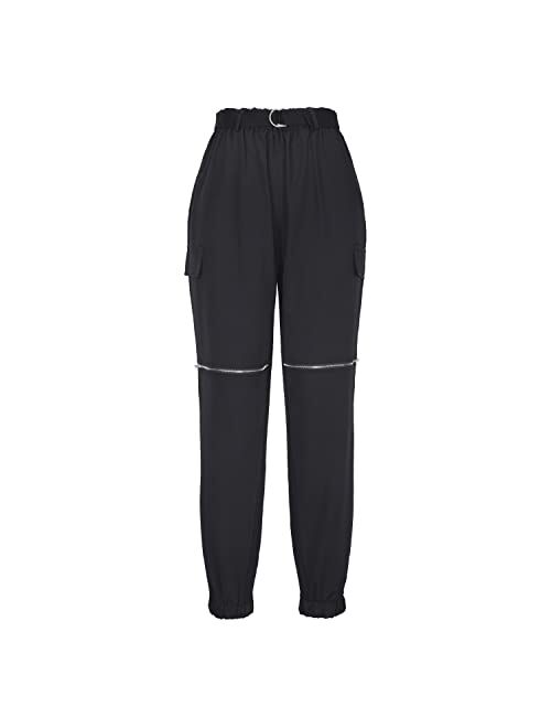 ZAFUL Women's High Waisted Solid Jogger Pants Outdoor Cargo Pants