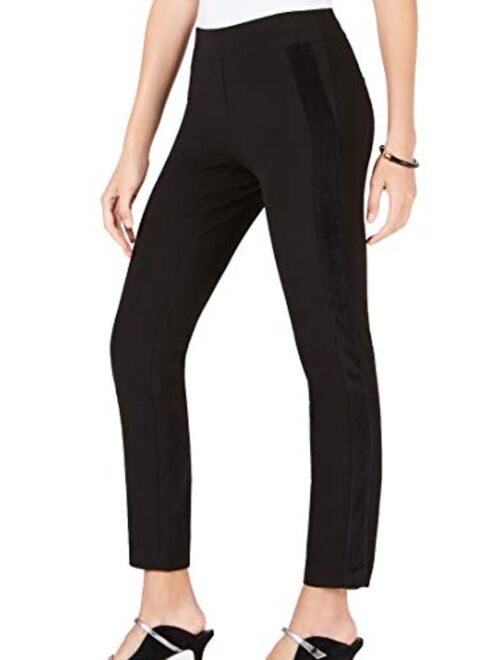 Alfani Womens Contrast Trim Solid Skinny Pants