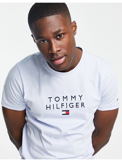 Tommy Hilfiger stacked chest logo t-shirt in blue