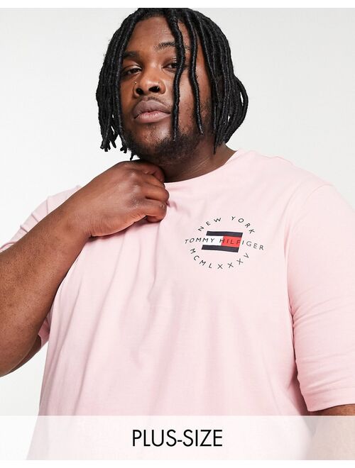 Tommy Hilfiger Big & Tall circle chest logo t-shirt in glacier pink