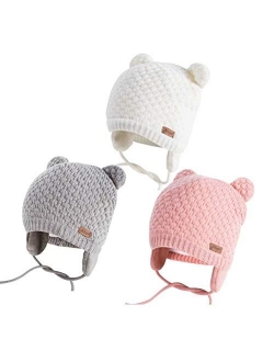 Winter Beanie Hat for Baby Kids Toddler Infant Newborn, Earflap Cute Warm Fleece Lind Knit Cap for Boys Girls