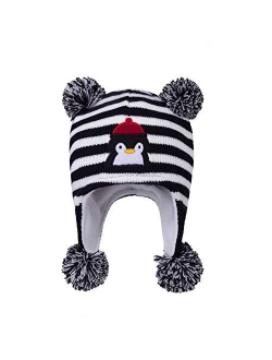 LANGZHEN Toddler Kids Infant Winter Hat,Earflap Knit Warm Cap Fleece Lined Beanie for Baby Boys Girls