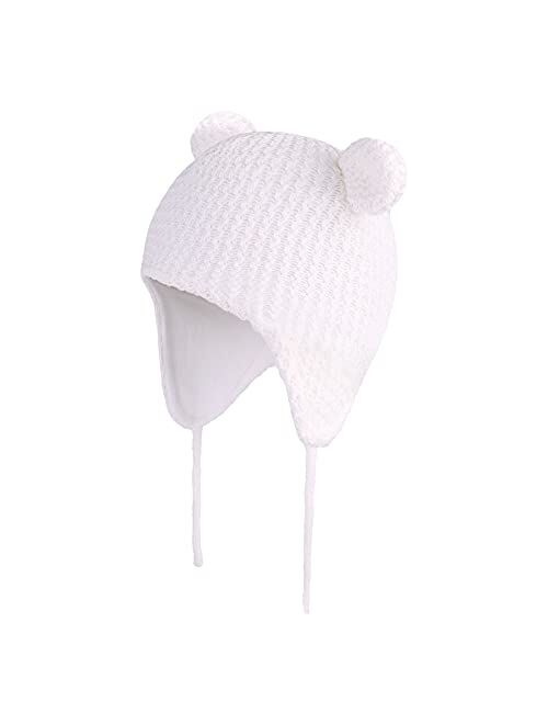 Juenier Baby Infant Earflap Beanie Cute Knitted Hat Toddler Boys Girls Winter Warm Cap Winter Hat