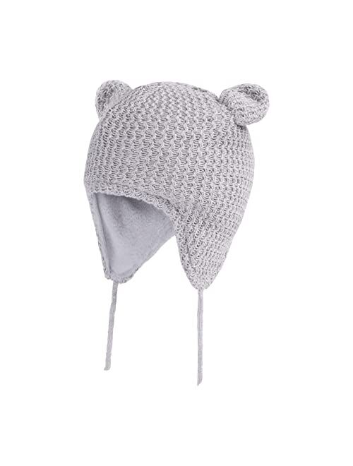 Juenier Baby Infant Earflap Beanie Cute Knitted Hat Toddler Boys Girls Winter Warm Cap Winter Hat