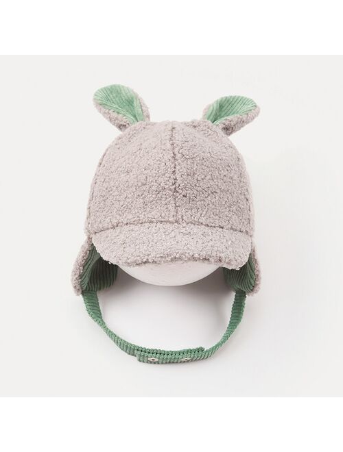 Baby Autumn Winter Warm Hat Cap Lamb Wool Knitted Earflap Earmuffs Rabbit Design Toddler Kids Boy Girl Plush Hat High Quality