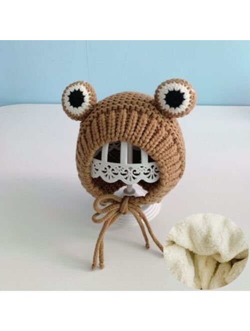 Toddler Kids Baby Winter Warm Knitted Crochet Earflap Beanie Hat Boy Girl Cap Wool Cute Solid Color Ball Cap New Design Kid Hats