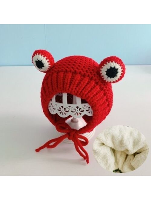 Toddler Kids Baby Winter Warm Knitted Crochet Earflap Beanie Hat Boy Girl Cap Wool Cute Solid Color Ball Cap New Design Kid Hats