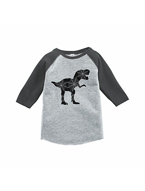 7 ate 9 Apparel Boy's Dinosaur Halloween Raglan Tee Grey