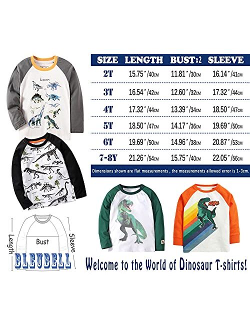 Bleubell Teddlor Boys T-Rex Long Sleeve Dinosaur T Shirt