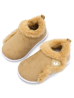 JIASUQI Kids Girls Boys Winter Warm Cozy Plush House Slippers Shoes Toddlers Fur Walking Shoes