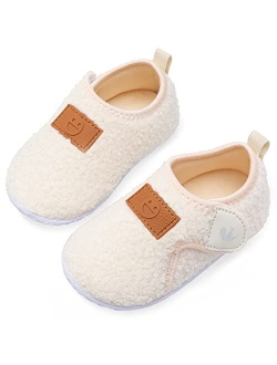 JIASUQI Kids Girls Boys Winter Warm Cozy Plush House Slippers Shoes Toddlers Fur Walking Shoes