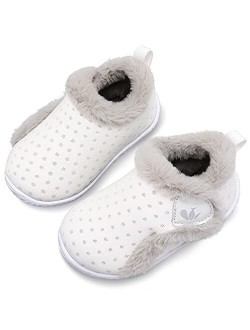 JIASUQI Kids Girls Boys Winter Warm Cozy Plush House Slippers Shoes Toddlers Fur Walking Shoes