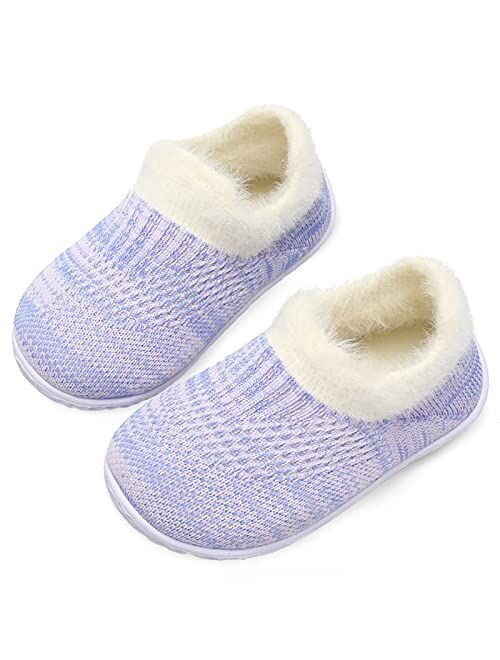 JIASUQI Kids Girls Boys Winter Warm Cozy Plush House Slippers Shoes Toddlers Fur Walking Shoes