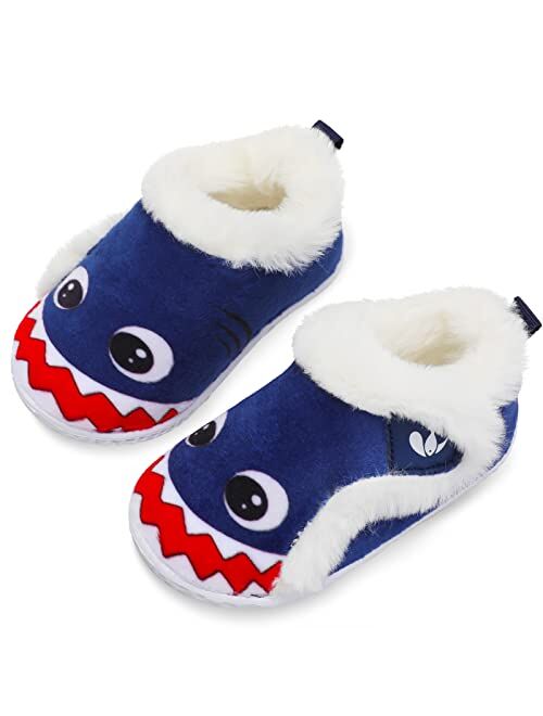 JIASUQI Kids Girls Boys Winter Warm Cozy Plush House Slippers Shoes Toddlers Fur Walking Shoes