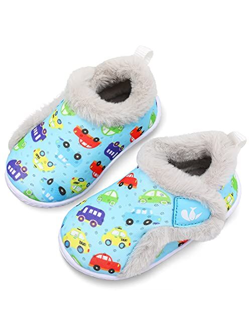 JIASUQI Kids Girls Boys Winter Warm Cozy Plush House Slippers Shoes Toddlers Fur Walking Shoes