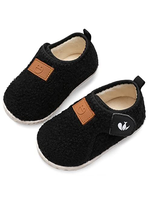 JIASUQI Kids Girls Boys Winter Warm Cozy Plush House Slippers Shoes Toddlers Fur Walking Shoes