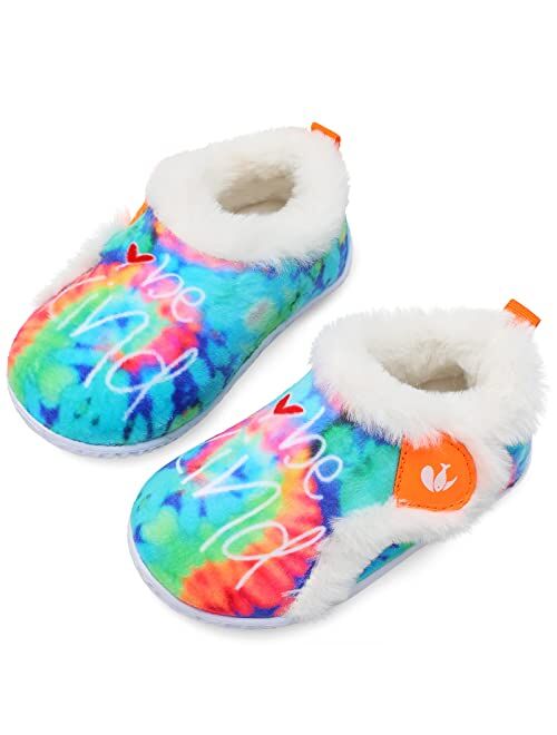 JIASUQI Kids Girls Boys Winter Warm Cozy Plush House Slippers Shoes Toddlers Fur Walking Shoes