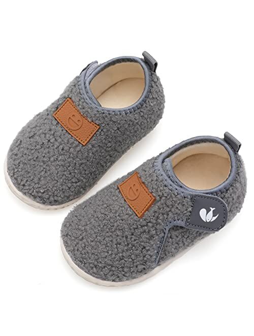 JIASUQI Kids Girls Boys Winter Warm Cozy Plush House Slippers Shoes Toddlers Fur Walking Shoes