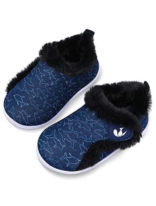 JIASUQI Kids Girls Boys Winter Warm Cozy Plush House Slippers Shoes Toddlers Fur Walking Shoes