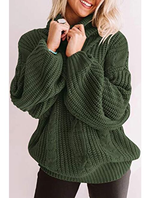 Buy ZESICA Women's Long Sleeve Turtleneck Chunky Knit Loose Oversized ...