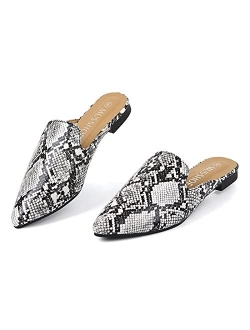 MUSSHOE Mules for Women Slip On Comfortable Pointed Toe Womens Loafers Women's Flats for Women's Mules & Clogs