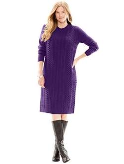 Woman Within Women's Plus Size Cable Knit Sweater Dress