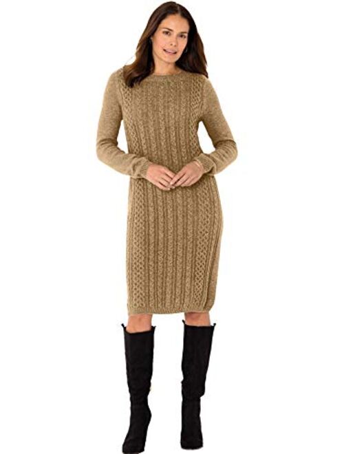 Woman Within Women's Plus Size Cable Knit Sweater Dress