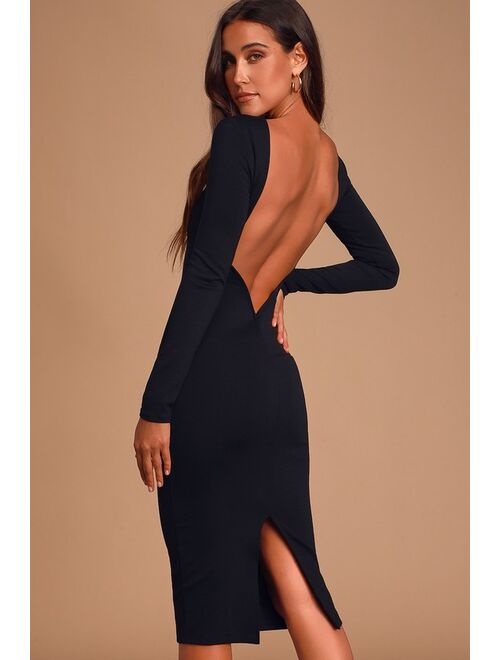 Lulus Va Va Voom Black Backless Midi Dress