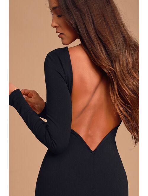 Lulus Va Va Voom Black Backless Midi Dress